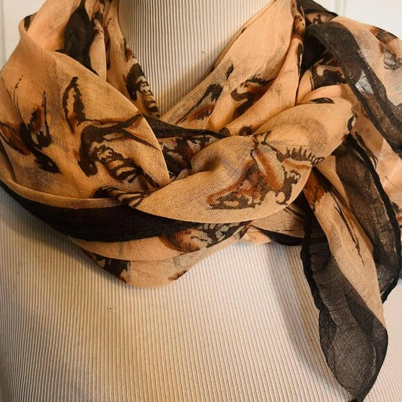 Vintage Bird-Print Scarf by Charlotte Russe — Polyester (100×100 cm, Early 2000s - Picture 7 of 8